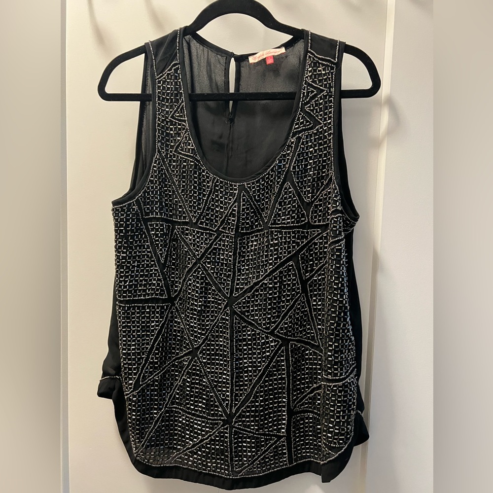 NWOT Black English Laundry beaded top size L